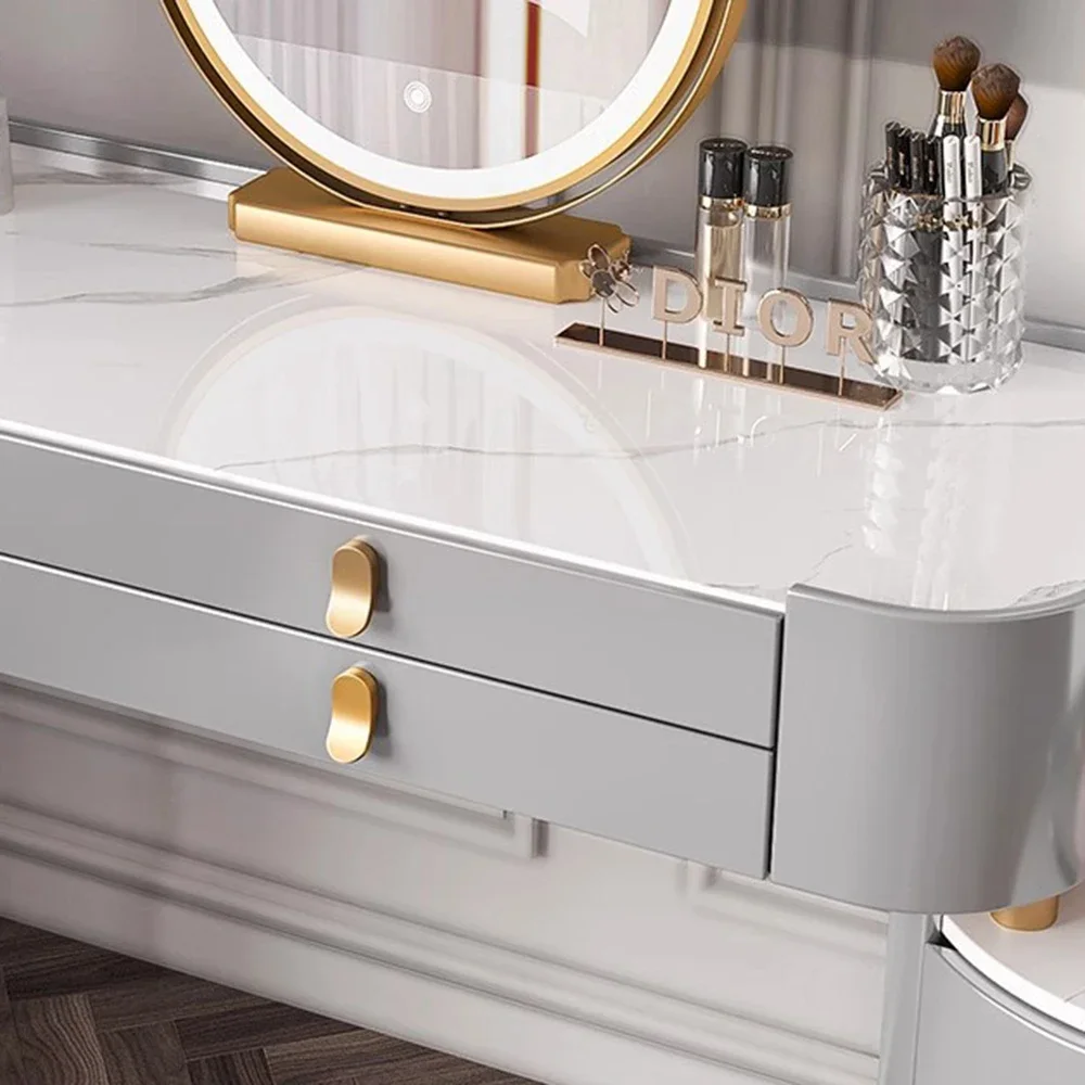 أنيق الجدار ضوء خلع الملابس منضدة الزينة قابلة للتمديد الزجاج المهنية درج منضدة الزينة مرآة الأوروبية Meuble دي Chambre ديكور #5