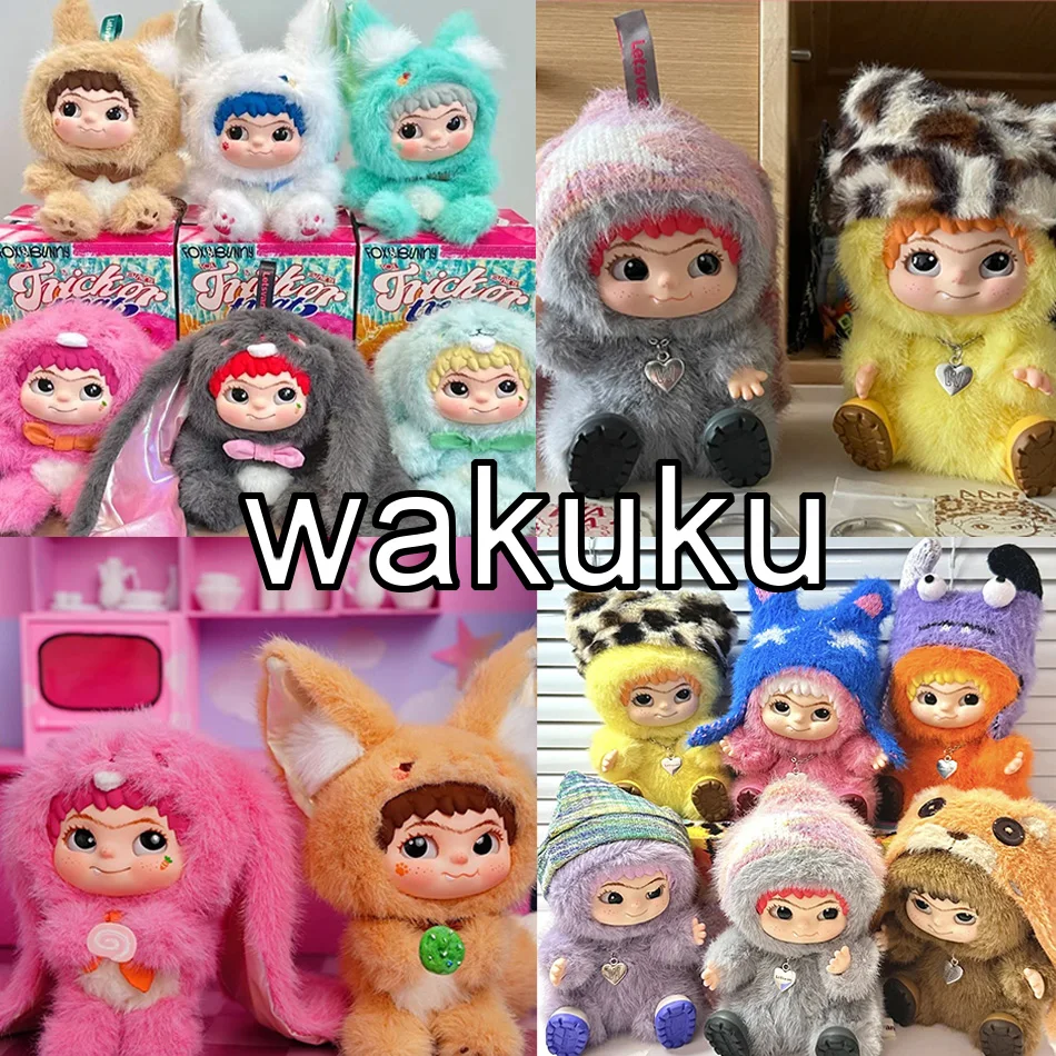 ตุ๊กตา Wakuku Bunny & Fox Plush Blind Box V1 V2 Series ตุ๊กตาวินิลน่ารัก ของตกแต่งกระเป๋า ของสะสม ของเล่นตลก ของขวัญไดอารี่