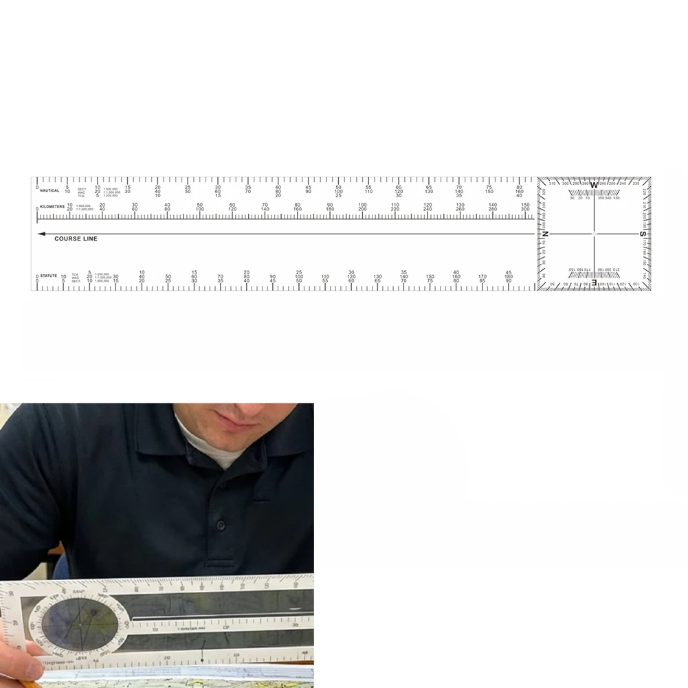 

CNP-3 Navigation Slide Rule for Flight Planning with Angle Distance Scale Conversion Transparent Plastic Ruler 38.1x7cm