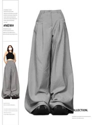 Women Grey Baggy Pants Y2k 2000s Oversize Pants Vintage Streetwear High Waist Trousers Harajuku Pants 90s Aesthetic Clothes 2024