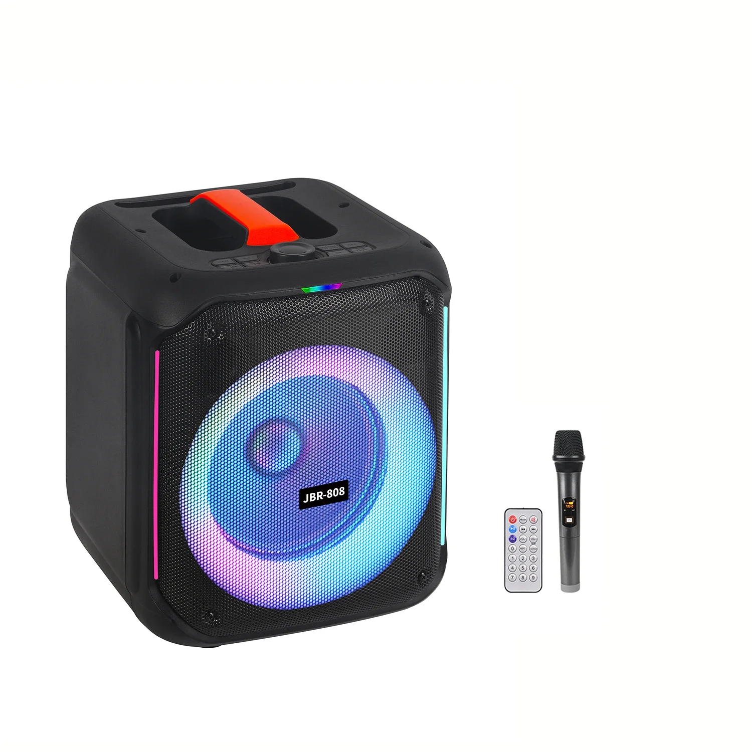 

JBR-808 8 Inch Portable Wireless Blue-tooth HIFI Bass Karaoke Speakers With Mic RGB Light Active Woofer Outdoor Party Speakers