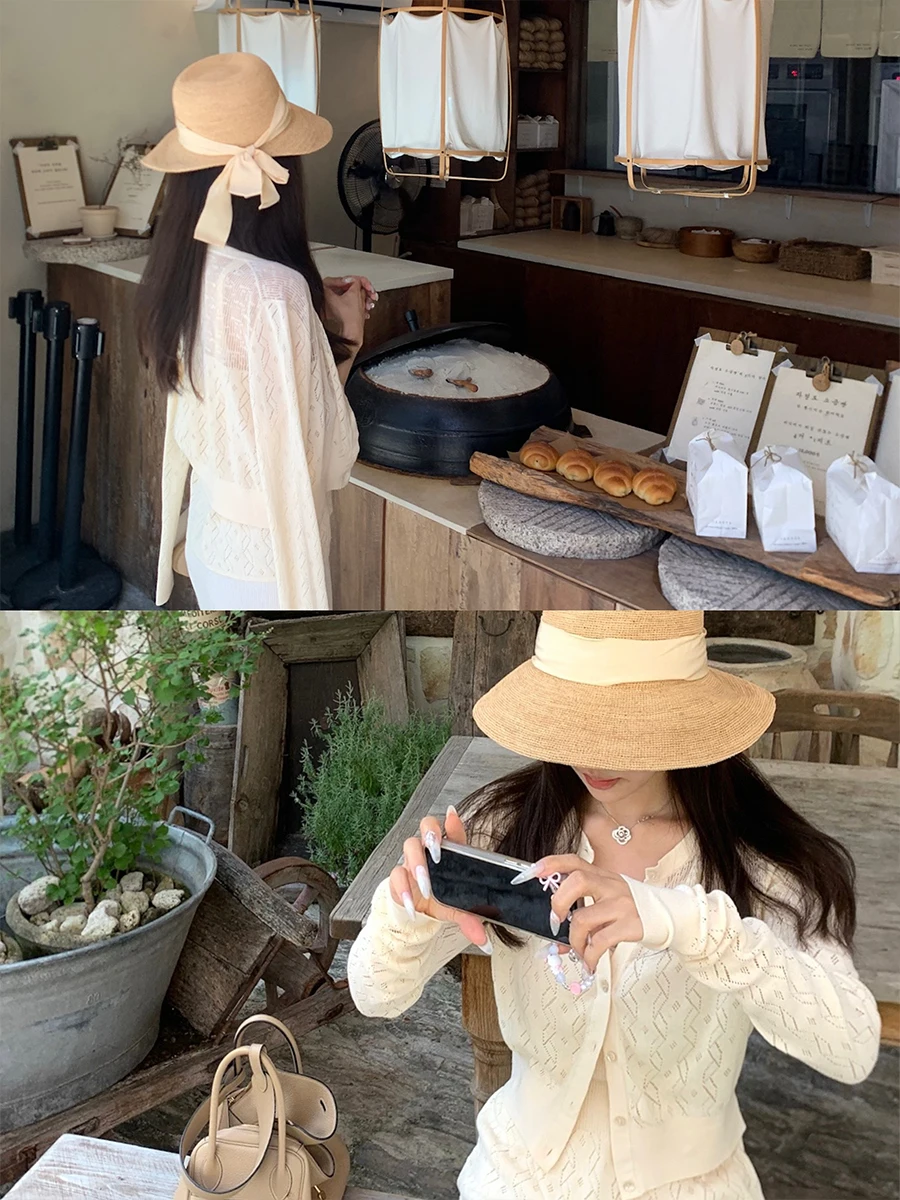 

Комплект из ажурного трикотажа Duchunzi для ранней осени: универсальный кардиган и брюки с эффектом высокого качества, модный женский ансамбль