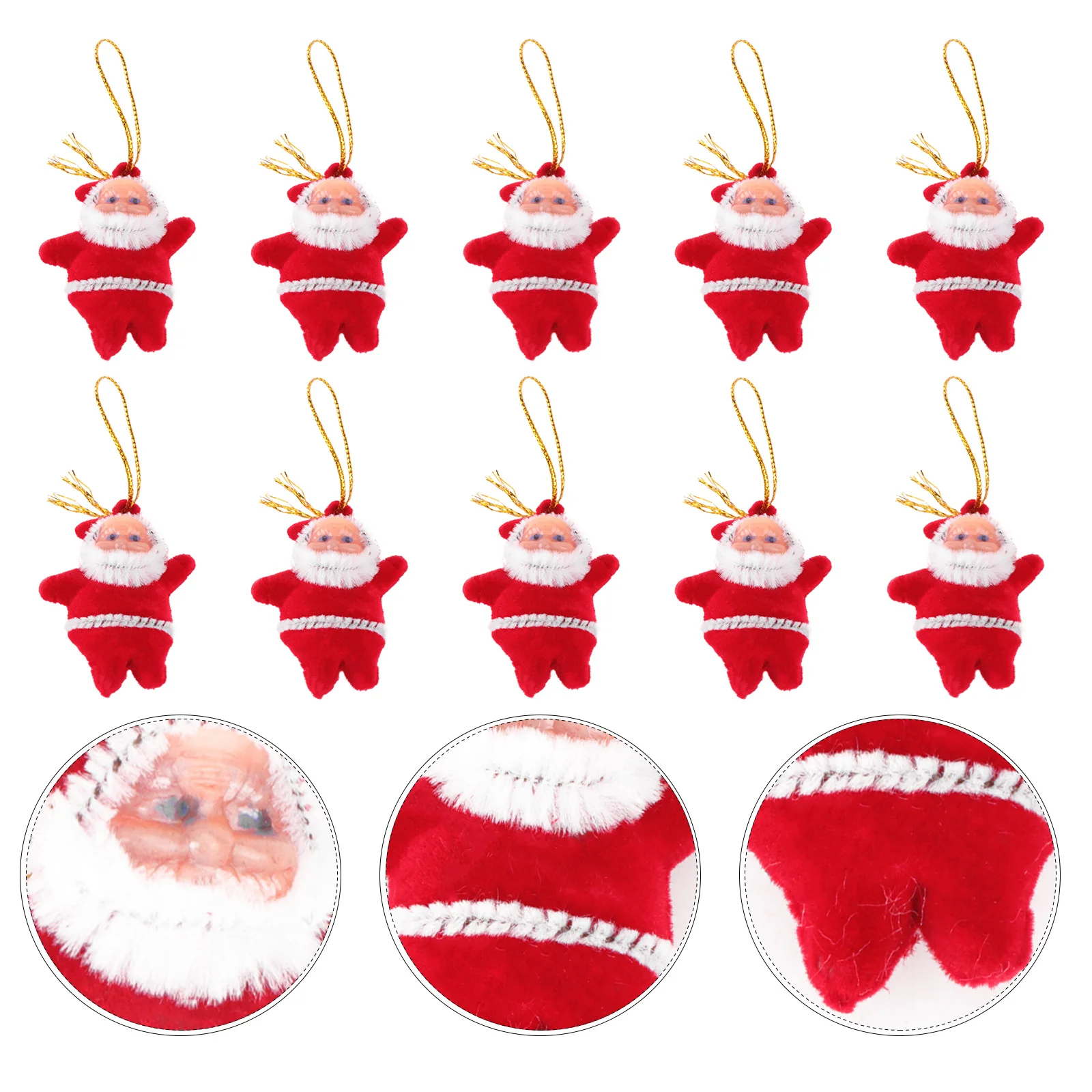 

50pcs Mini Santa Claus Pendant Christmas Tree Hanging Decorations Red 1.97" .38" Cloth Xmas Ornament For Holiday Home Party