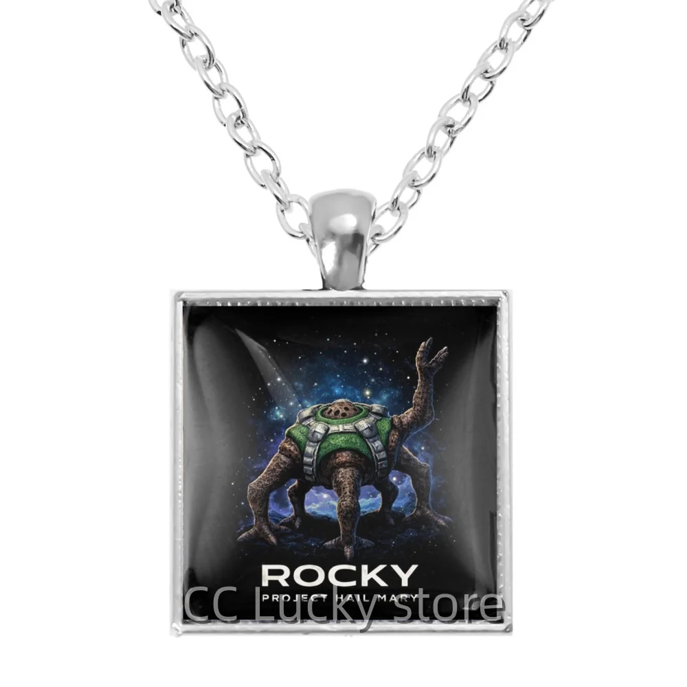 Ryan Gosling Project Hail Mary Laser 25mm Black Square Necklace Reflective Decorations Collectibles Gifts Pendant Friend TH007