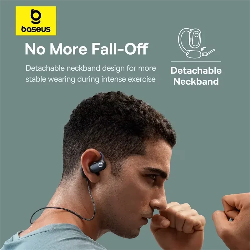 Baseus Eli Fit Open Ear Wireless Earbuds Bluetooth 5.3 OWS Wireless Earphones 4-Mics ENC Sports Headphones TWS & Neckband Wear