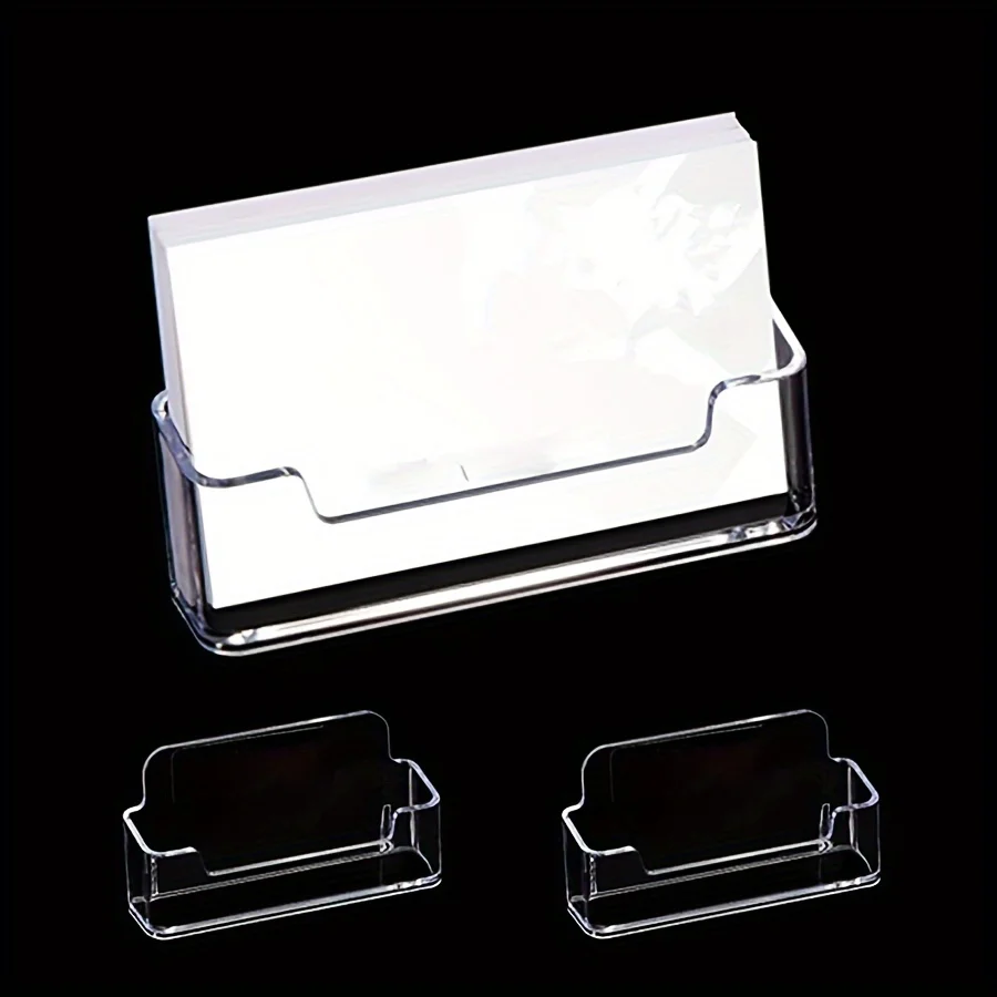 2pcs Single Compartment Business Card Holder - Durable desktop organizer for office and front desk essentials