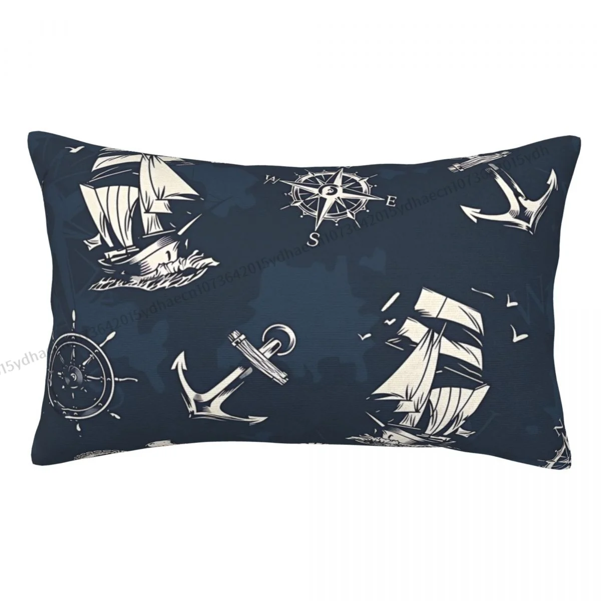 

Vintage Nautical And Sea Polyester Pillowcase Ocean Compass Livingroom Decorative Soft Pillow Cover Pillowcase