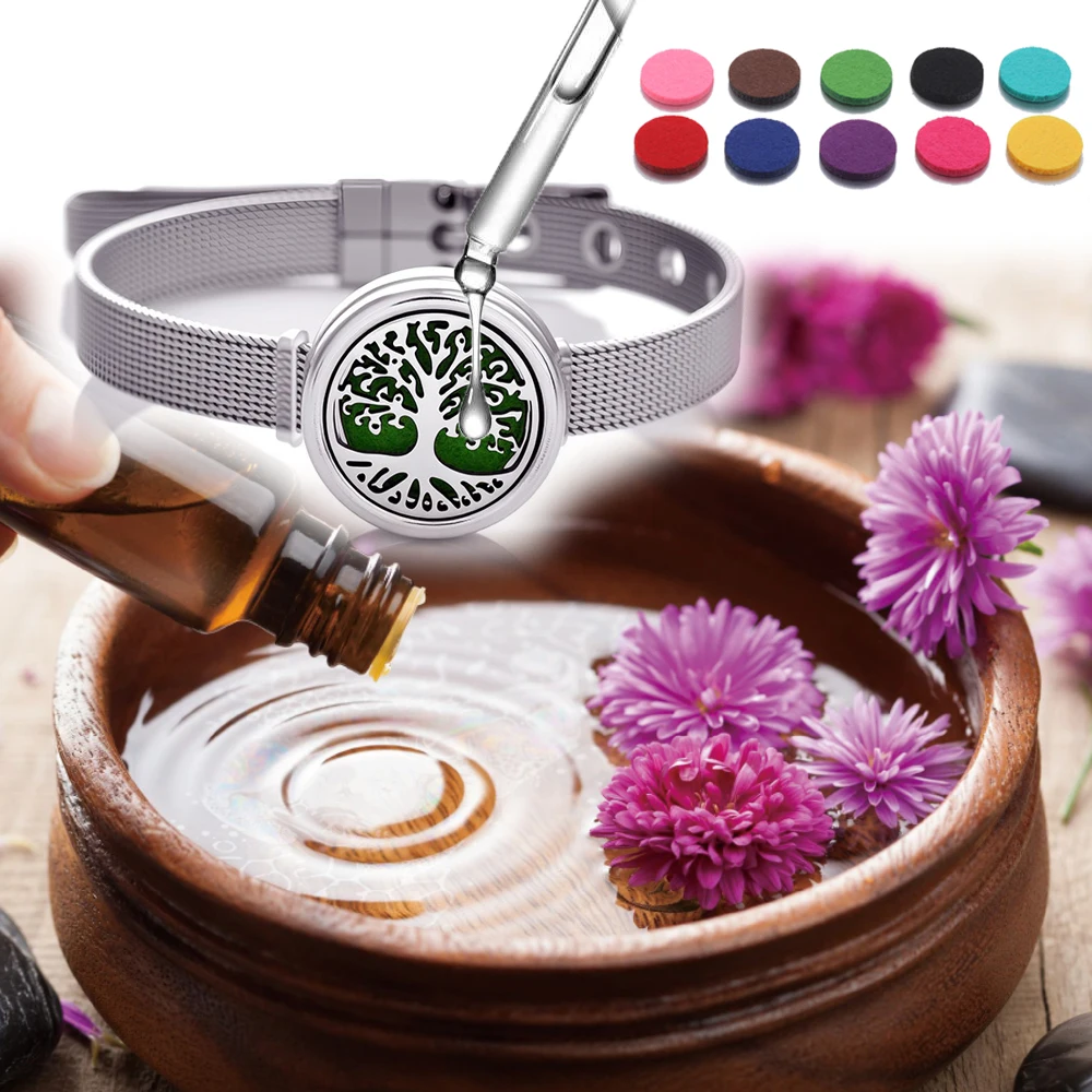 Aromatherapy Bracelet Stainless Steel Strap Wristband Perfume Essential Oils Diffuser Bracelet Locket Bracelets Aroma Jewelry
