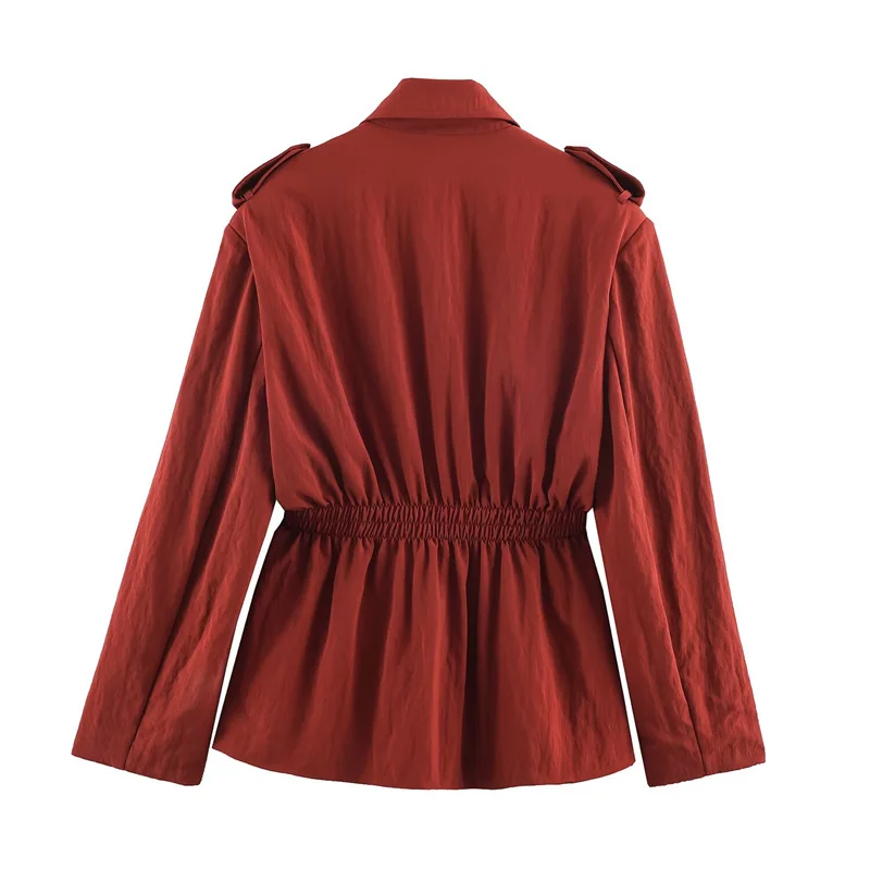 Guobioziy Women's Suit 2026 Early Fall New Arrival Fashion Lapel Shoulder-Padded Waist-Defined Safari-Style Jacket