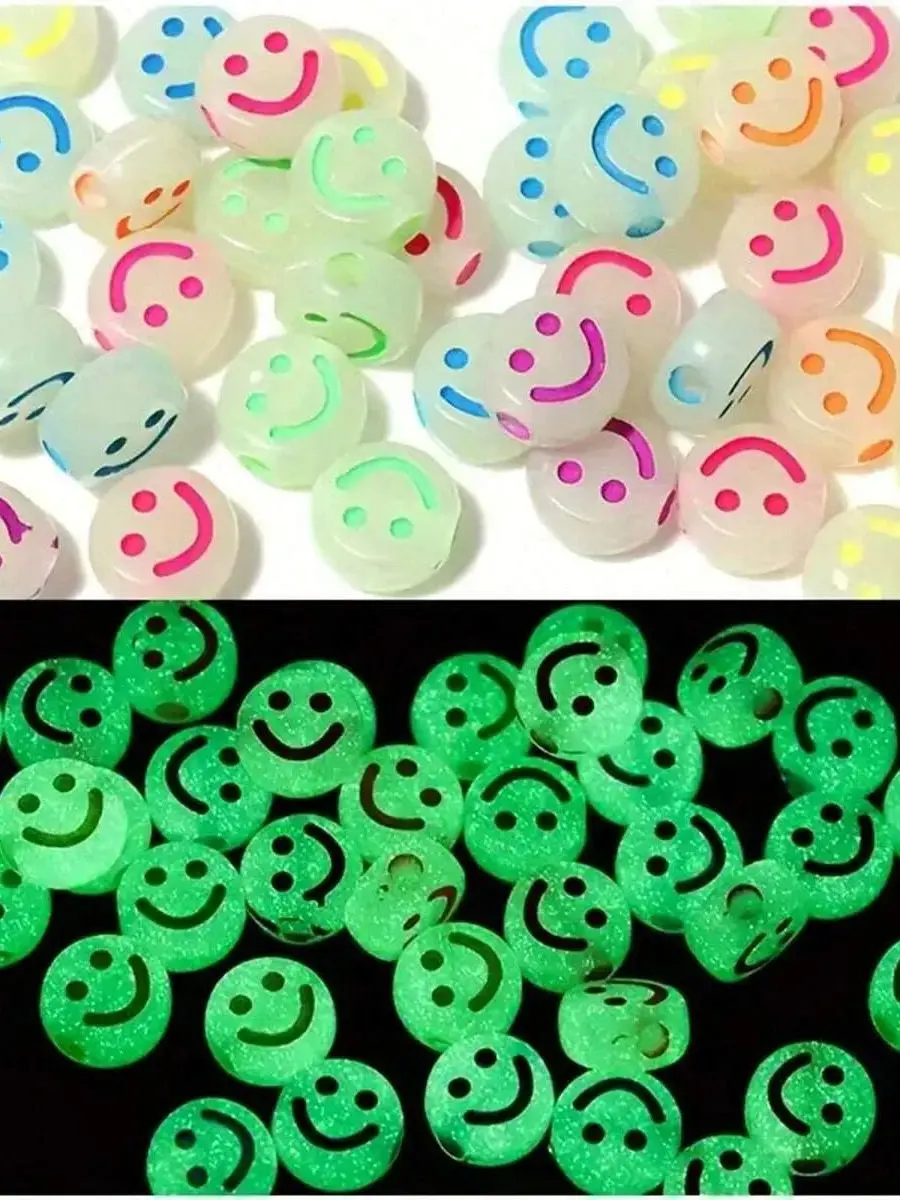 600/150 Stück 7 mm leuchtende dunkle Acrylperlen – gemischte Farben, Perlenzubehör für die DIY-Schmuckherstellung, Halloween-Modeaccessoires