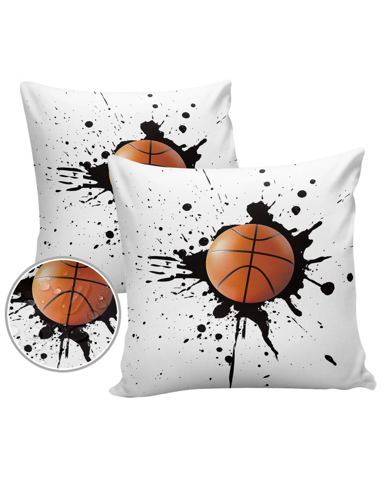 2/4PCS Outdoor Garden Chair Waterproof Cushion Cover Ink Splash Basketball Sport Home Decor 40/45/50/60/66cm Pillow Case