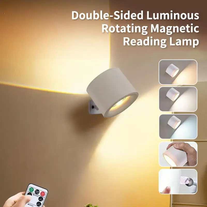 360 Degree Rotatable LED Wall Lamp Magnetic Rechargeable Wireless Remote Control for Home Bedroom Study Lighting view 4