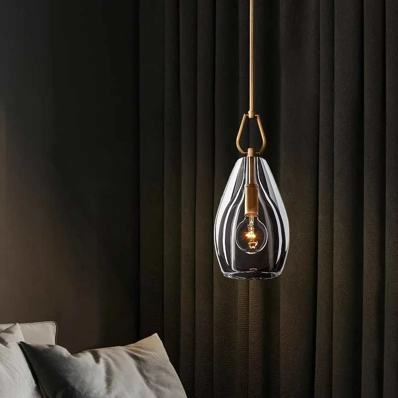 Advanced modern all-copper crystal bedside chandelier