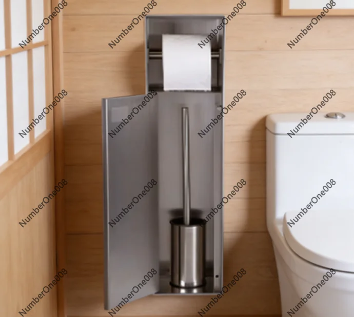 Bathroom Trash Can with Hidden Flip Cover, Integrated Tissue Box Holder Wall Mounted, Minimalist Design for Toilet Vanity