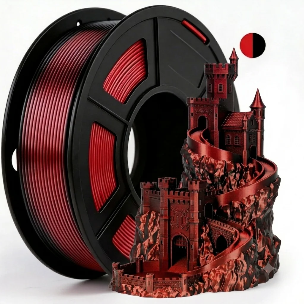 Silk Dual Color PLA Filament 1.75mm +/- 0.02mm Bicolor Two Tone 250g  for 3D Printer