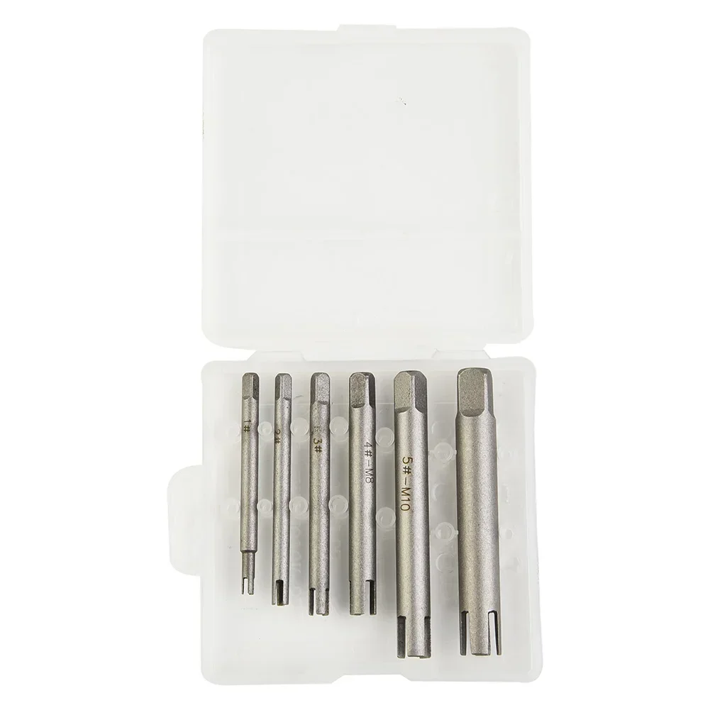 6pcs Remove Stripped Damaged Screw Tap Extractor Broken Head Screw Removal Tool, M5, M6, M8, M10, Alloy Steel Extractor