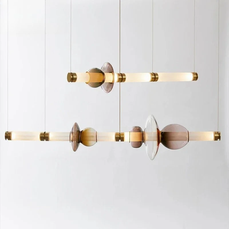 Nordic Designer Glass Lampshade Pendant Lights Restaurant Kitchen Living Room Dining Table LED Suspension Lamp Decorative Home