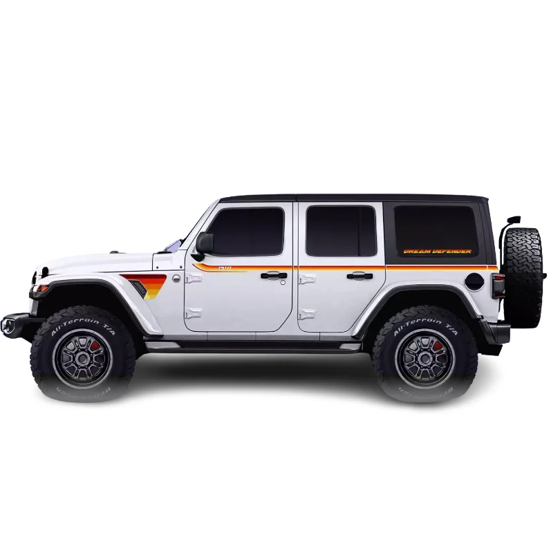 Cusom 1941 Style Side Fender Vent Sticker Stripe Waist Line Stripe Decal Vinyl Precut Retro Graphics for Jeep Wrangler JL