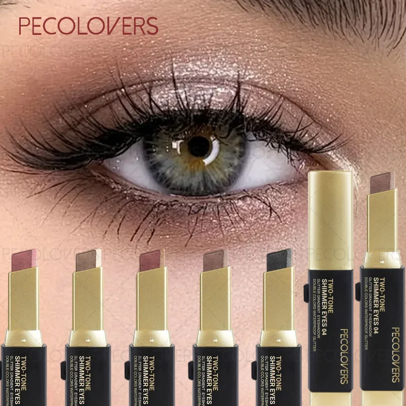 Bâton d'ombre à paupières bicolore, nacré, scintillant et mat, pratique, adapté au maquillage de noël/Halloween, 1 pièce