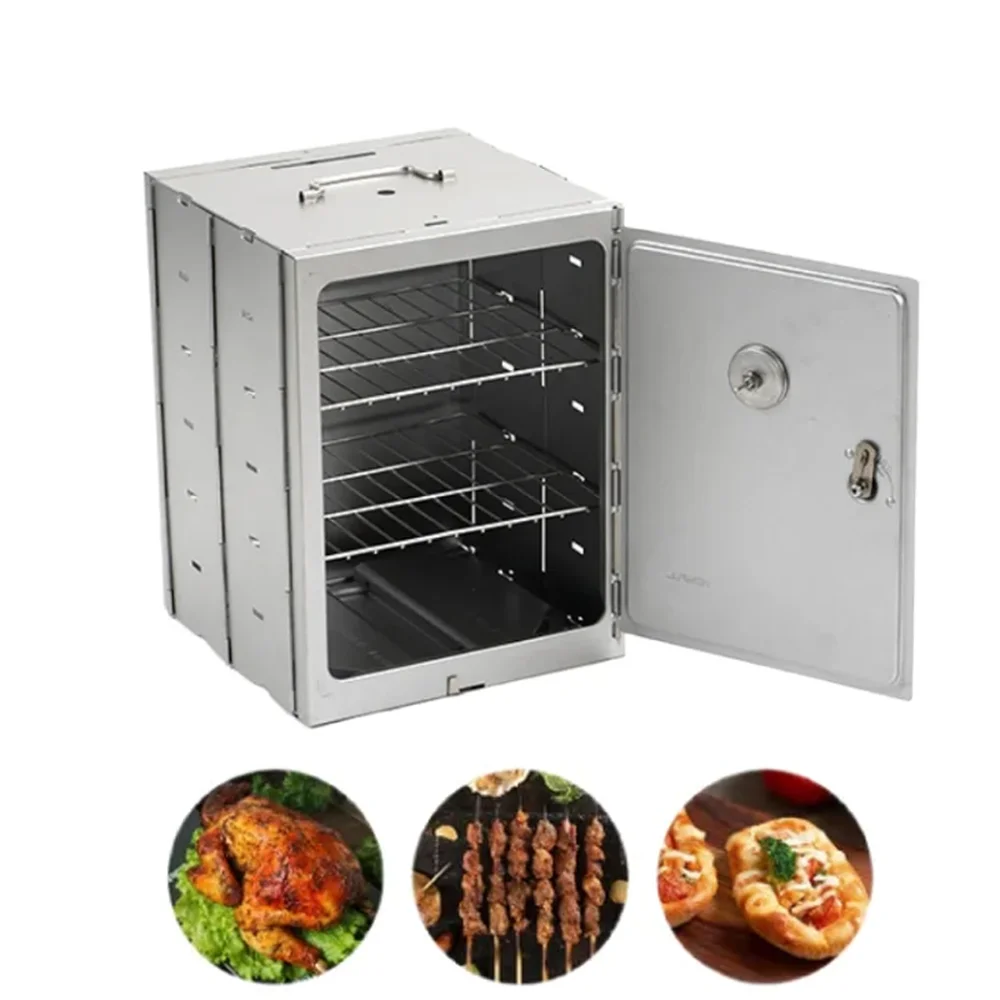 Outdoor Camping Folding Oven Baking Smoker BBQ Grill Insulation Picnic Barbecue Stove Cookware Portable Stainless Steel Oven