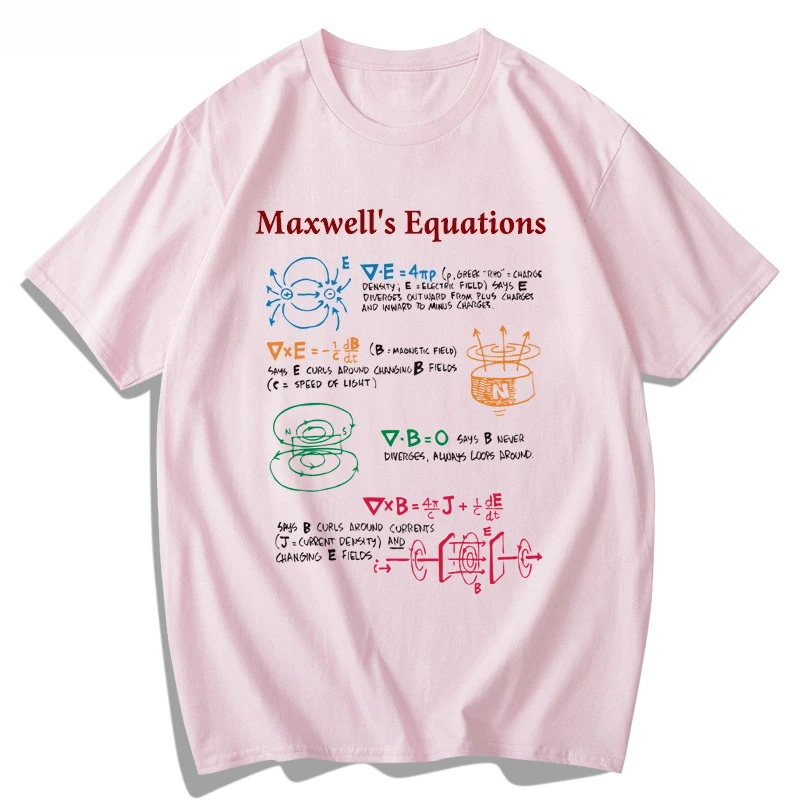 ماكسويل صيغة المعادلة الفيزياء القطن قصير الأكمام الرجال المرأة الصيف تي شيرت البحث العلمي للجنسين تنفس