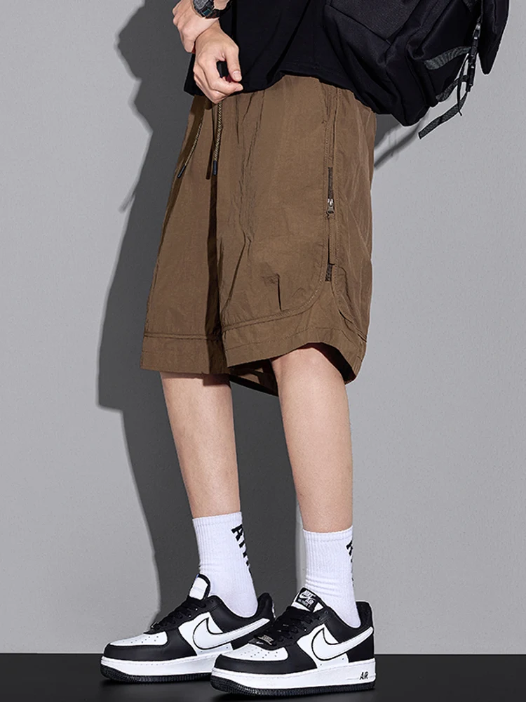 

American Retro Ice Silk orts Men's Summer plus Size Loose Casual Sports Thin Five-Quarter Pants Cool Feeling Polyester Fiber