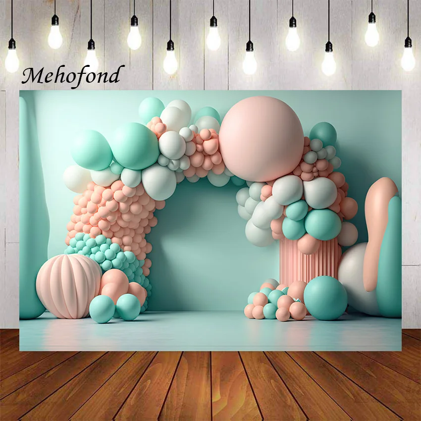 

Mehofond Photography Background Pink Arch Balloons Child Birthday Party Cake Smash Wedding Portrait Decor Backdrop Photo Studio