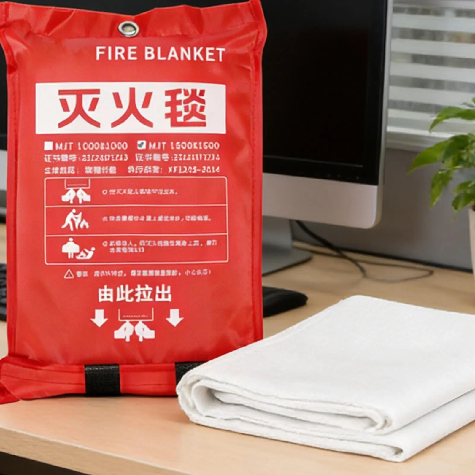 

1x1m Fire Blanket Fiberglass Flame Extinguishing Supplies Survival Fire Safety Cover Fire Extinguishing Blanket For Escape