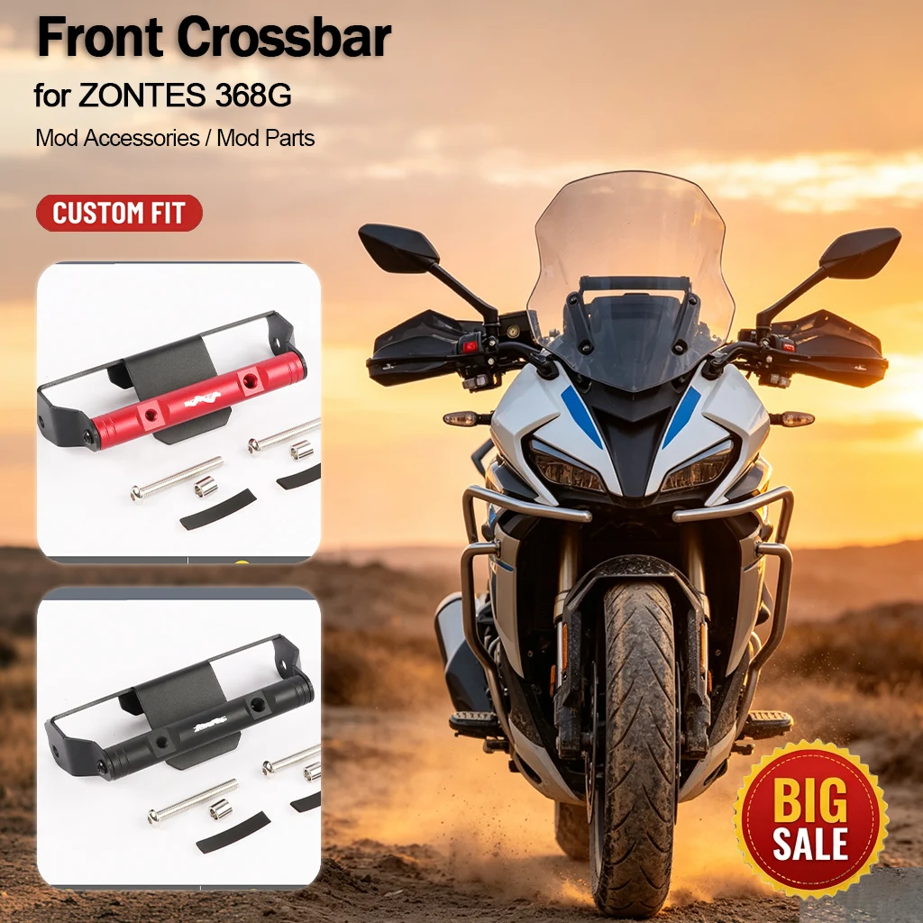 Front Crossbar Extension Bracket Motorcycle Phone Holder GPS Navigation Recorder Mount Accessories for 2024-2026 ZONTES 368G