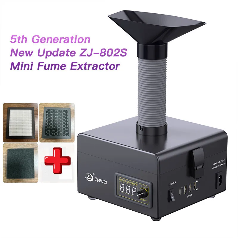 New Portable Welding Smoke Absorber Machine With 6pcs Filter Cotton Tool-free Filter Replacement System‌ For Electronics Repair