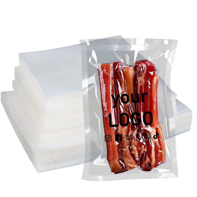 100 transparent plastic open bags, thickened vacuum bags, freshness-preserving heat-sealable bags, with customizable logos