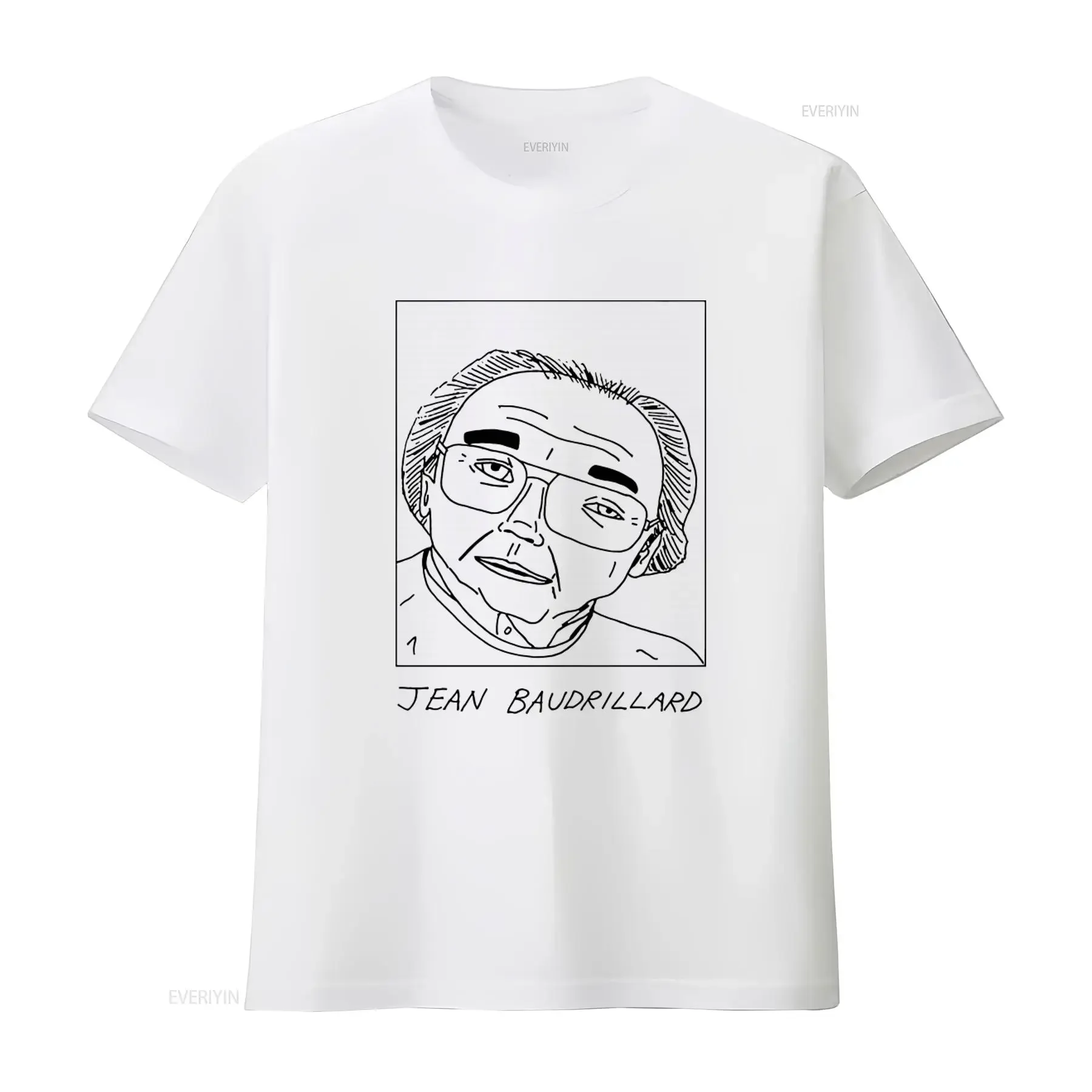 Badly Drawn Authors Jean Baudrillard T Shirt with Free Worldwide Delivery vintage Washed streetwear Top For Everyday Wear