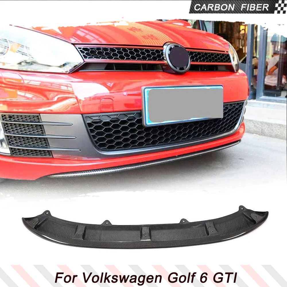 Car Front Bumper Lip Spoiler Splitters Aprons For Volkswagen VW Golf 6 MK6 GTI 2010 2011 2012 2013 Carbon Fiber / FRP Black