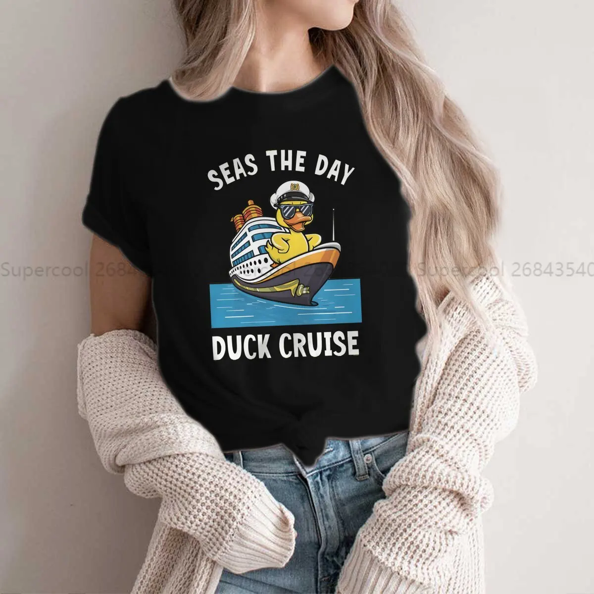 Seas The Day Fashion Polyester TShirts Rubber Duck Female Style Streetwear T Shirt O Neck