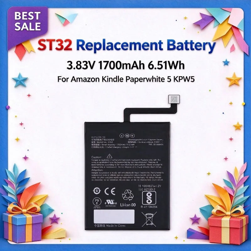ST32 3.83V 1700mAh 6.51Wh Rechargeable Li-Polymer Replacement Battery for Amazon Kindle Paperwhite 5 KPW5 26S1027-A 58-000426