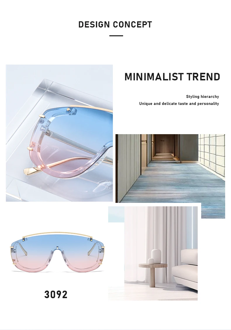 Neue Stil Metall Großen Rahmen Einteilige Farbe Sonnenbrille Personalisierte Moderne Mode Straße Fotografie Sonnenbrille Für Frauen 3092 – Detail 4