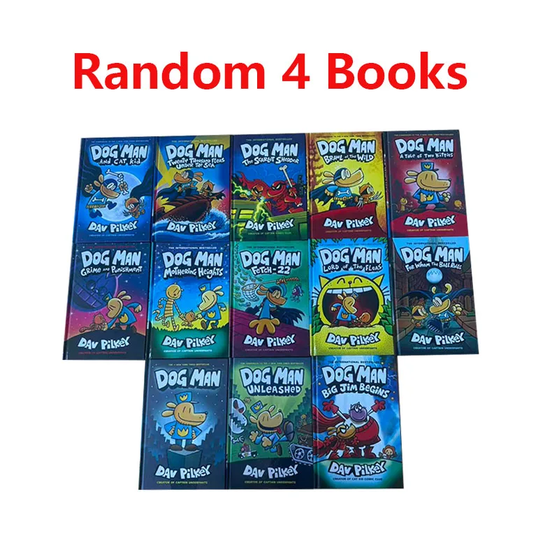 

New The Adventures of Dog Man The Epic Collection English Kids Child Hilarious Humor Novel Manga Comic Random 4 Books
