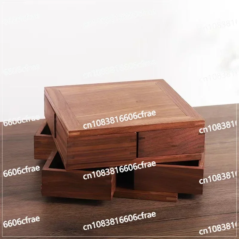 Spot Wooden Mechanism Can Be Rotated To Open Mechanism Snack Box Tea Box Cake Box Wooden Grid Dried Fruit