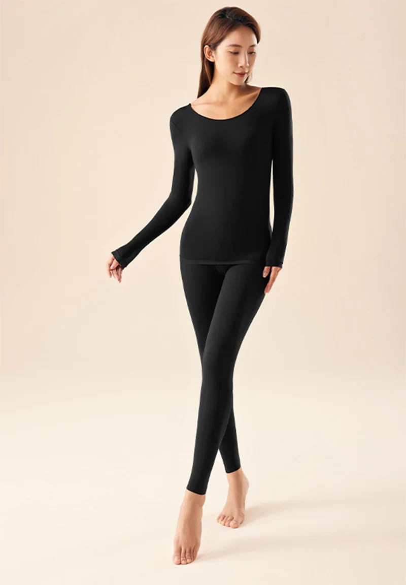 Autumn Winter Women 's Thermal Underwear Sets Comfortable Round Neck Long Johns Winter Warmth Thick Tops And Pants 2 Piece Sets