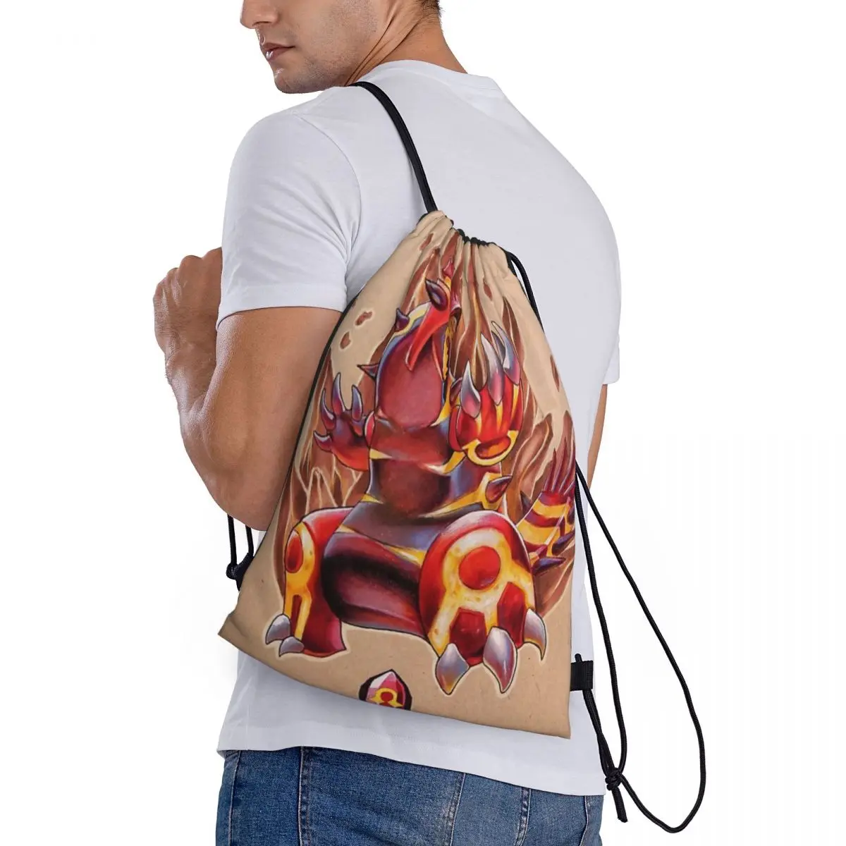 Custom Pattern Logo Drawstring Bag Primal Groudon Pokemon Travel Backpack Student Storage Bag School Bag  ꦫ