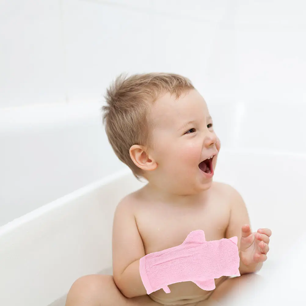 

2Pcs Cartoon Kids Washcloth Bath Mitt Set Exfoliating Shower Glove for Back Scrubbing Face Neck Palm Portable Body Scrubber