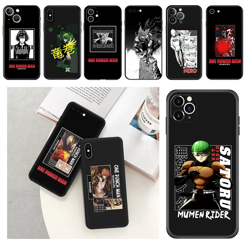 Phone Case For iphone 16Plus XR XSMax 15 14 13 12 11 16 Pro Max Mini 7 8 Plus Genos One Punch Man Black Soft Protective Cover