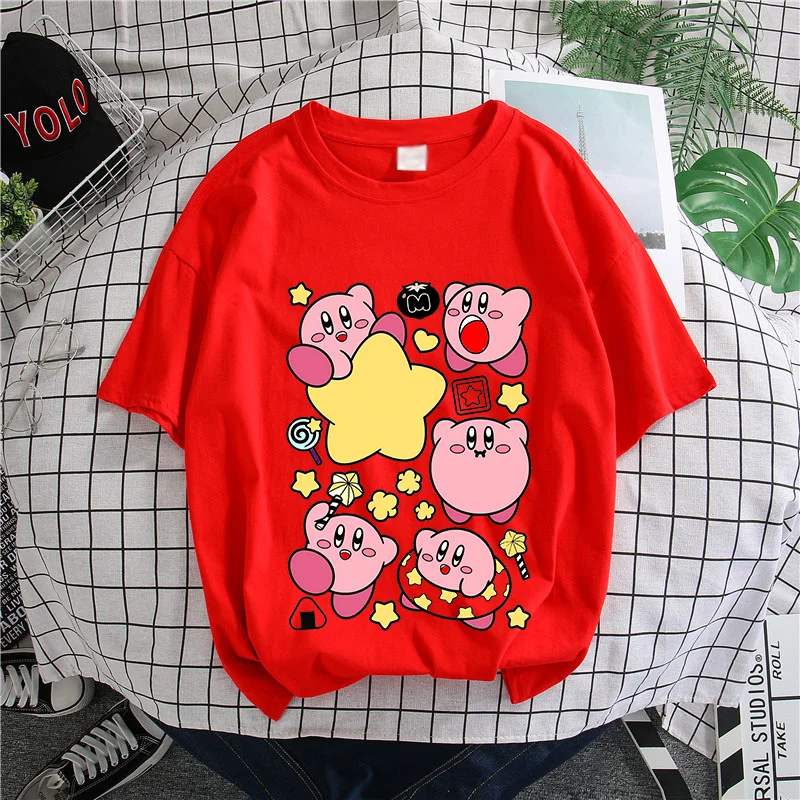 Kirbys Women Summer Short Sleeve T-shirt Cute Tops Casuals T Shirt Man Printed Comfy Clothing Adult Tee Cartoon Colored Clothes