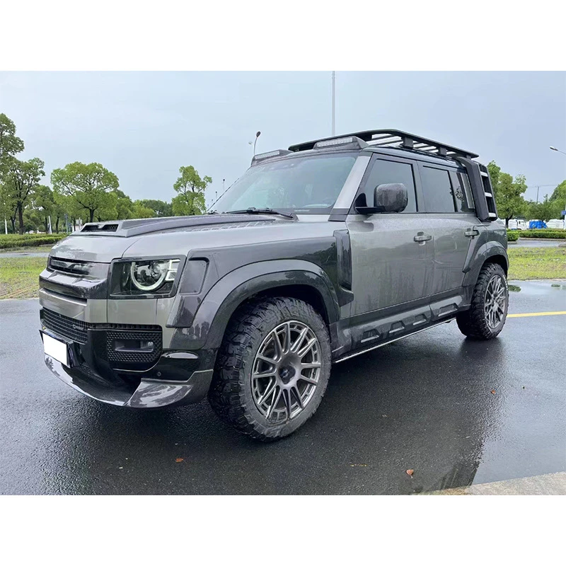 Suitable for Land Rover New Defender 90/110/130, modified Kane-style front , dry carbon fiber grille trim two-piece set