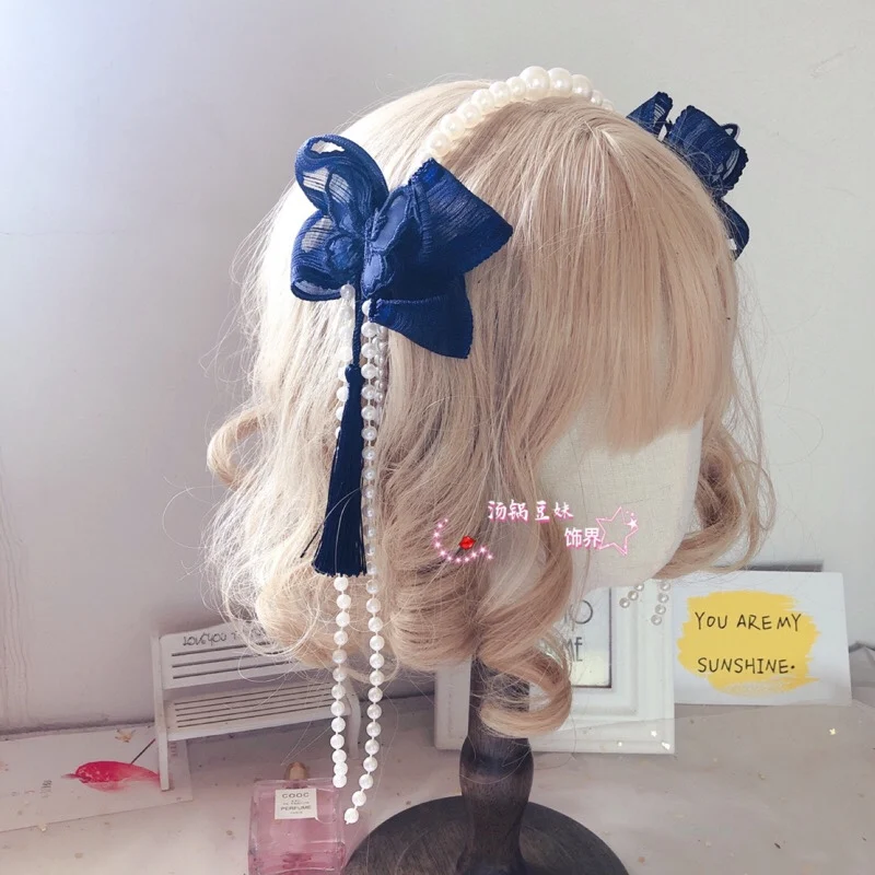 Handmade Dark Blue Hair Accessories Lolita Accessories Violet Blue Lolita Headband/Hairpin