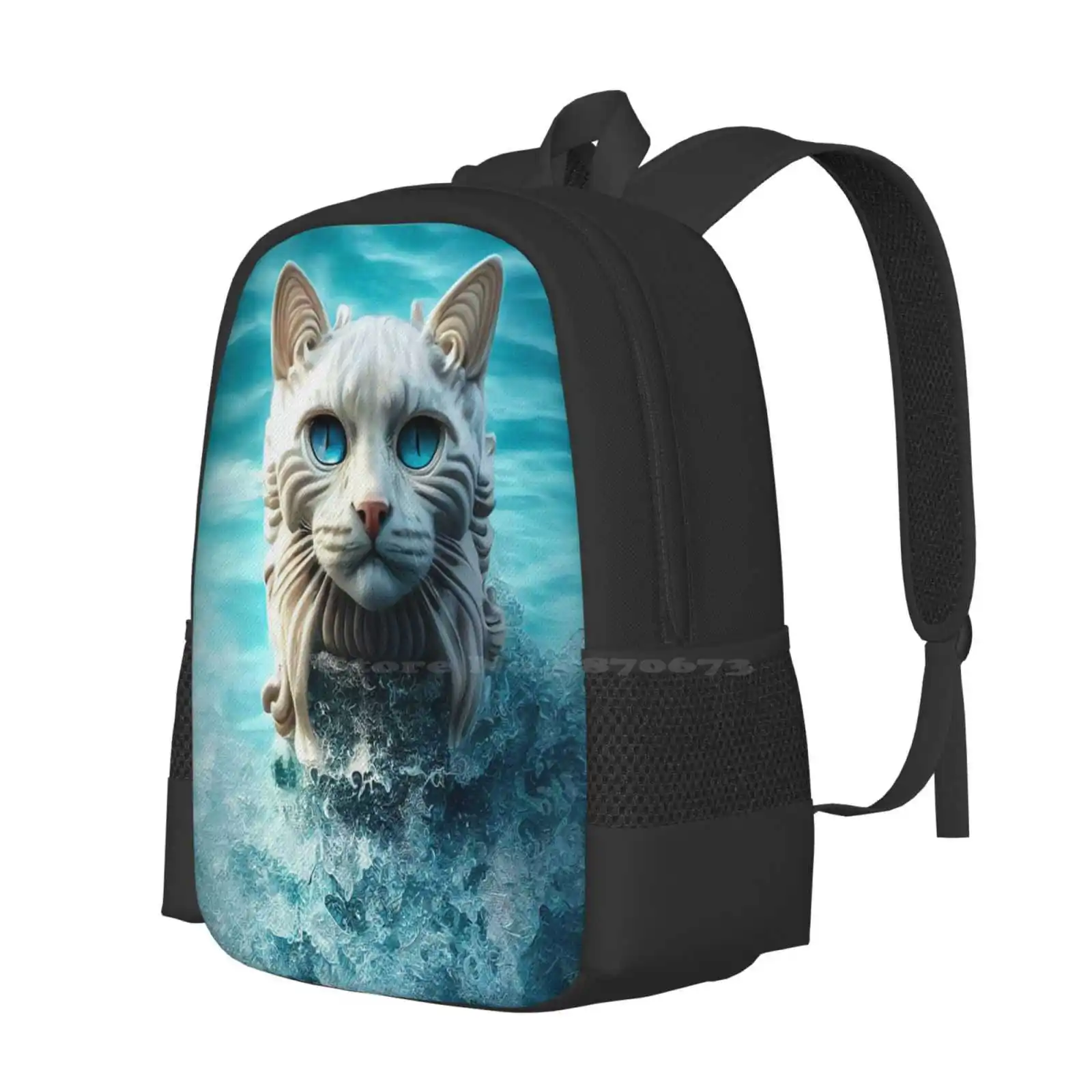 Poseidon-mochila con diseño de gato para hombre, mujer y niña, bolso con diseño de Poseidon, mitología, fantasía mitológica oscura