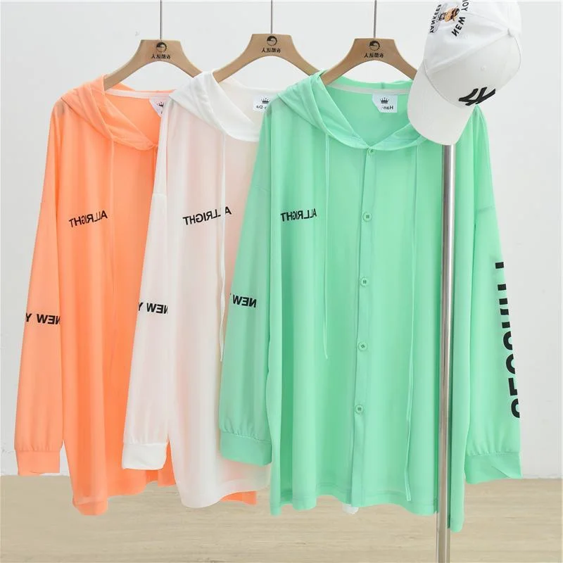 

Летний кардиган большого размера из ледяного шелка, тонкий, с защитой от солнца, средней длины, с капюшоном, модная женская верхняя одежда