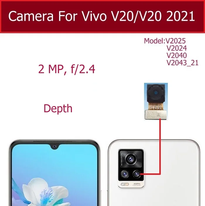 For Vivo V20 V20 Pro 2021 Front Rear Main Camera Frontal Selfie Small Facing Back Big Camera Flex Cable Replacement Parts