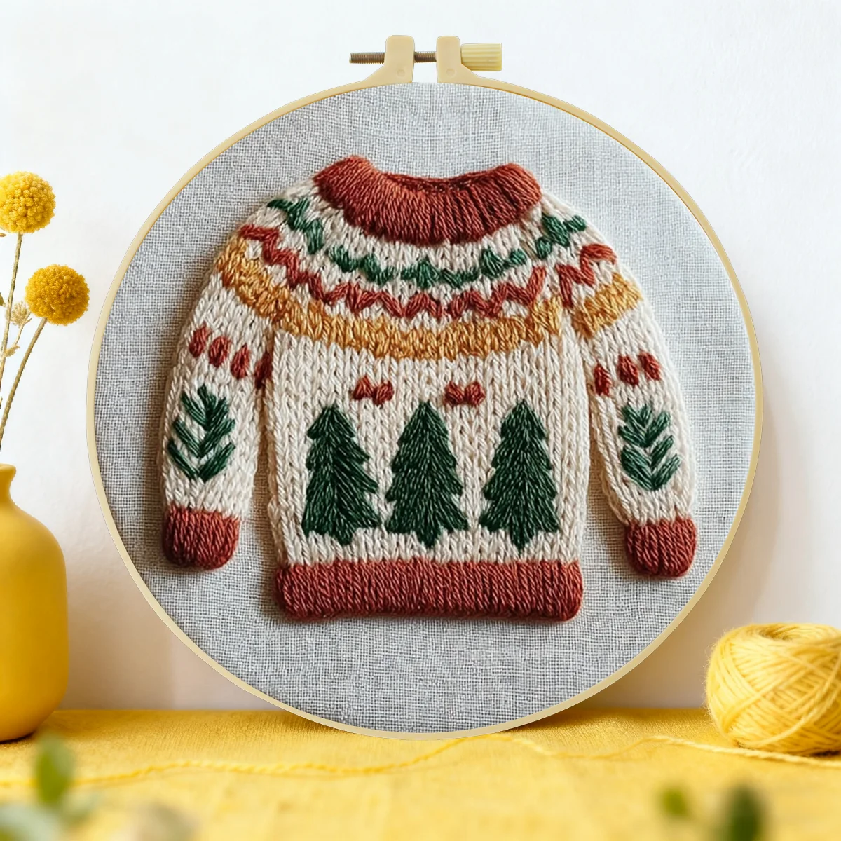1 Stück 20X20CM/15X15CM 7,87/6,3 Zoll Stickerei-Starter-Kit DIY-Set Heimdekoration, Heimtextilien, Stickerei-Set, Pullover – Detail 2