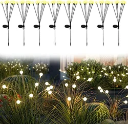 Luces solares de luciérnaga para jardín, 10LED, impermeables, decorativas, para exteriores, 8 paquetes